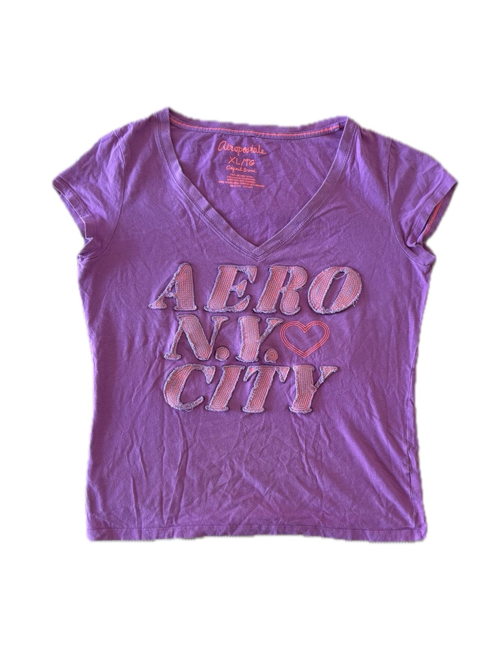 Y2K Aeropostale Purple and pink v-neck tee #42